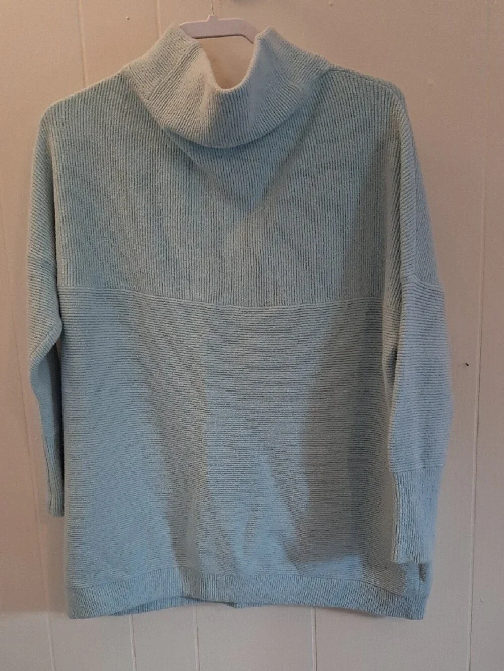 Free People Pale Blue Ribbed Ottoman Turtleneck Sweater Tunic Mini Dress